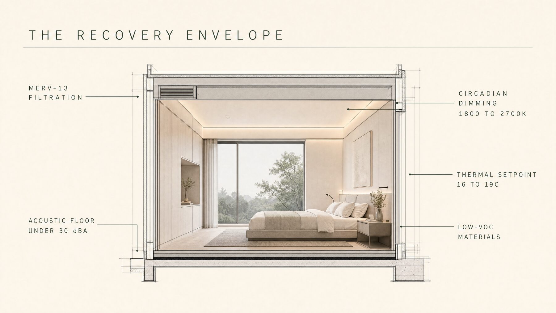 MAVI architectural board: the recovery envelope of a bedroom with its specified factors